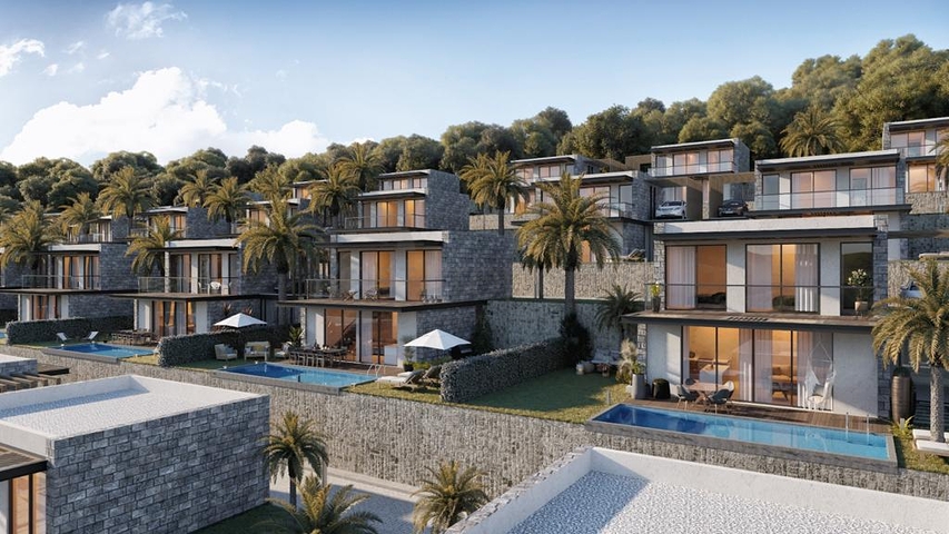 A complex of Villas in a modern design in the historical part of the city of Bodrum. A complex of Villas in a modern design in the historical part of the city of Bodrum.
