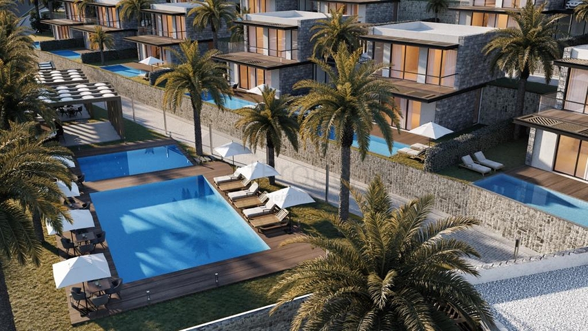 A complex of Villas in a modern design in the historical part of the city of Bodrum. A complex of Villas in a modern design in the historical part of the city of Bodrum.