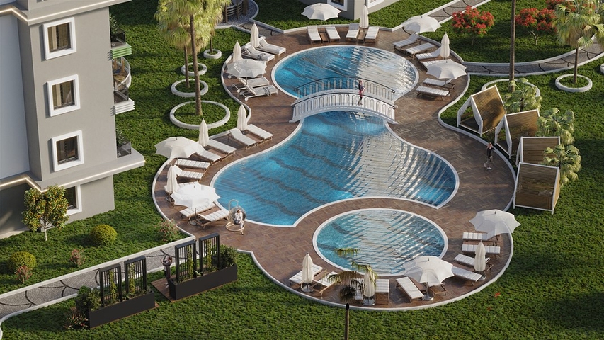 1+1 apartment in the green Avsallar district