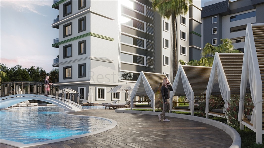 1+1 apartment in the green Avsallar district