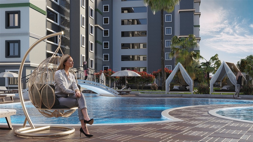 1+1 apartment in the green Avsallar district