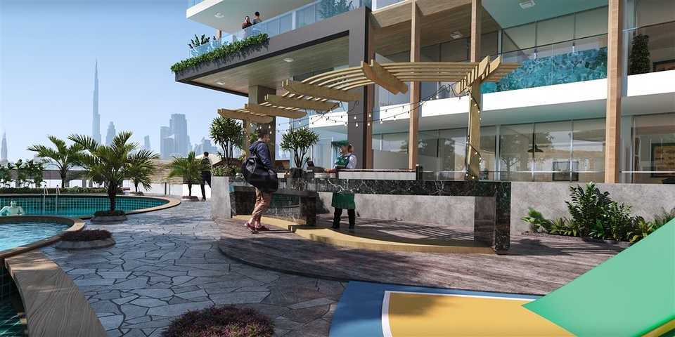 Investment apartments with swimming pool in Dubai, Arjan