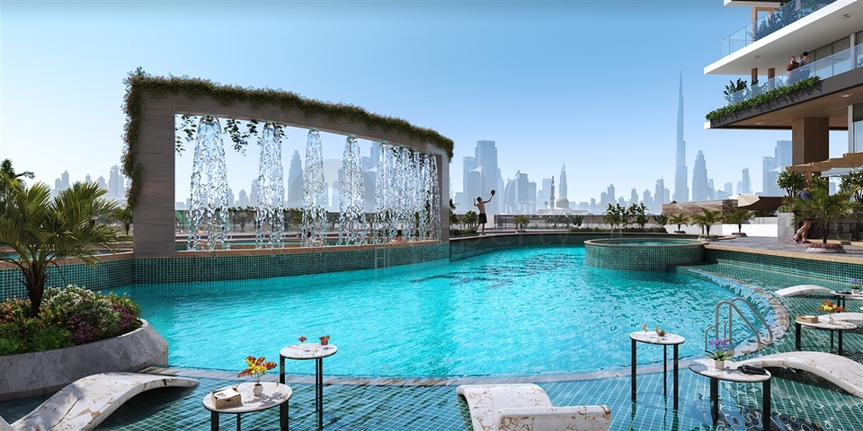Investment apartments with swimming pool in Dubai, Arjan