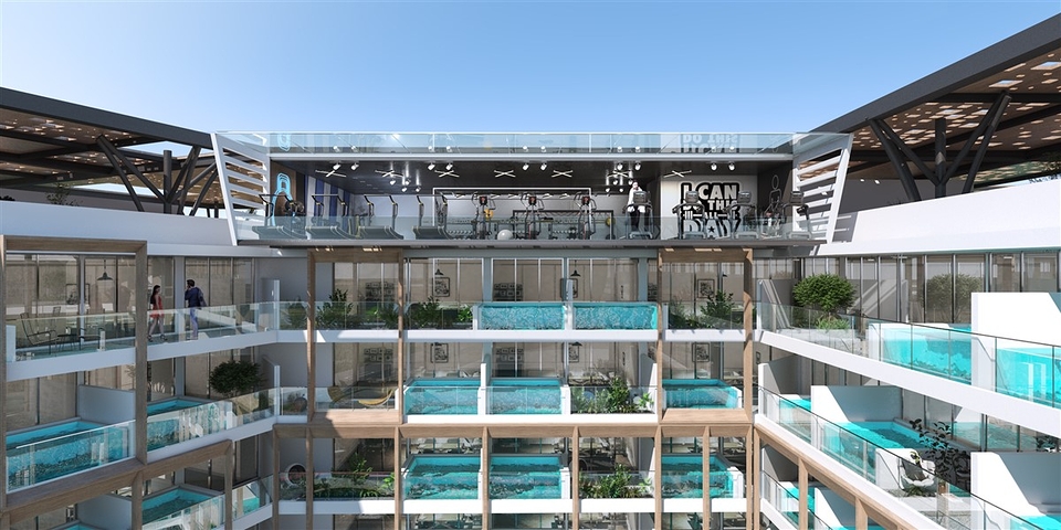 Investment apartments with swimming pool in Dubai, Arjan