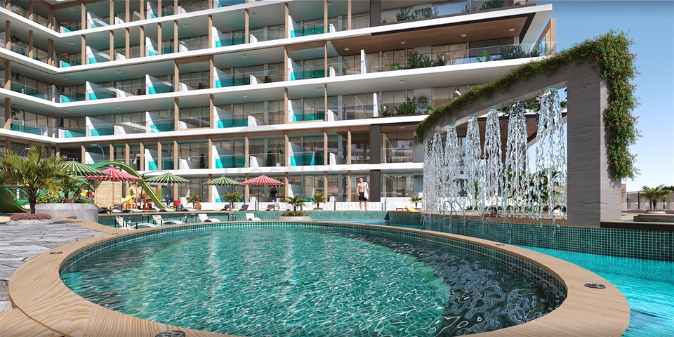 Investment apartments with swimming pool in Dubai, Arjan