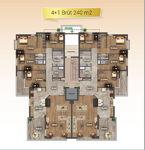 New complex with 3 + 1,4 + 1 apartments in the Dosemealti area