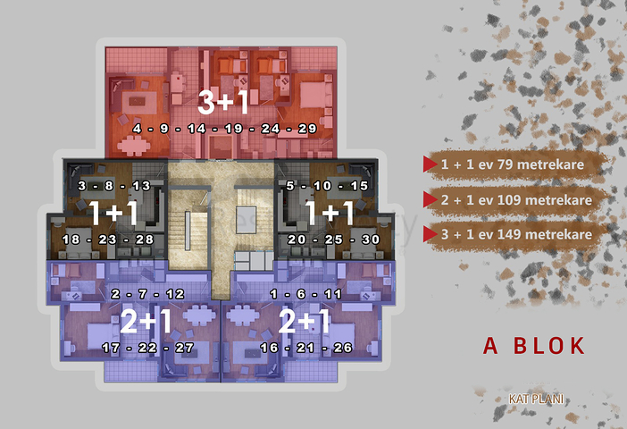 Apartments 1 + 1, 2 + 1, 3 + 1 in Kepez area - Antalya