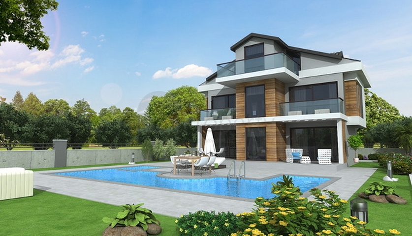 Detached villa 4+1 in a project under construction, Fethiye district 