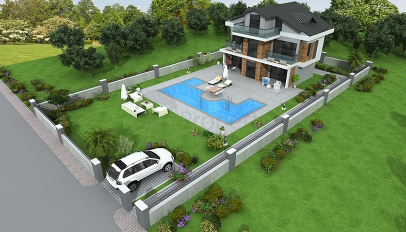 Detached villa 4+1 in a project under construction, Fethiye district 