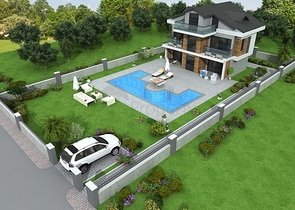 Detached villa 4+1 in a project under construction, Fethiye district 