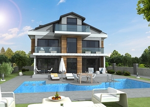 Detached villa 4+1 in a project under construction, Fethiye district 