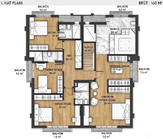 Villas in a luxurious 5 + 1 complex in the prestigious Lara - Antalya