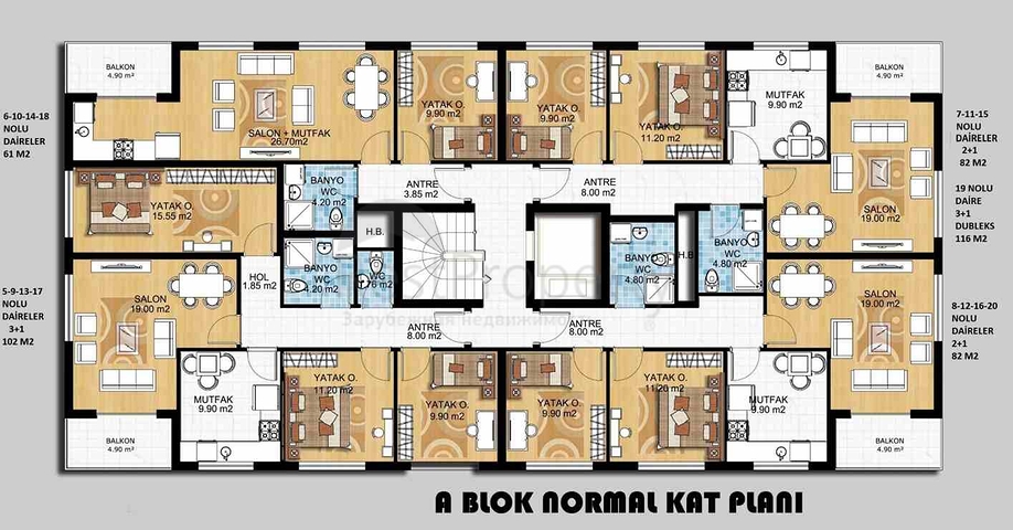 1+1, 2+1 and 3+1 apartments in Gebizli  - Antalya