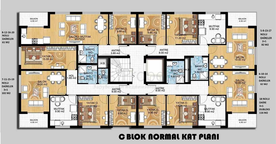1+1, 2+1 and 3+1 apartments in Gebizli  - Antalya