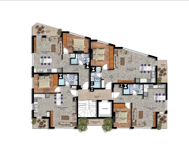 1 + 1 and 2 + 1 apartments in the Hurma- Antalya