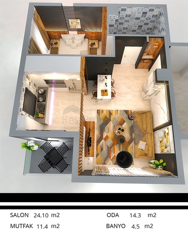 1 + 1 and 2 + 1 apartments in the Hurma- Antalya