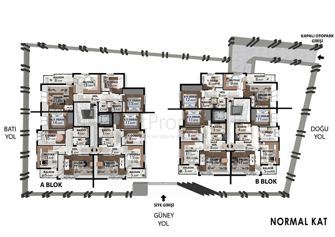 2+1 , 4+1 and 5+1 duplex apartments in Antalya city center 