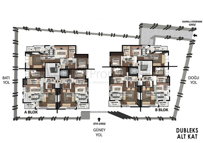2+1 , 4+1 and 5+1 duplex apartments in Antalya city center 