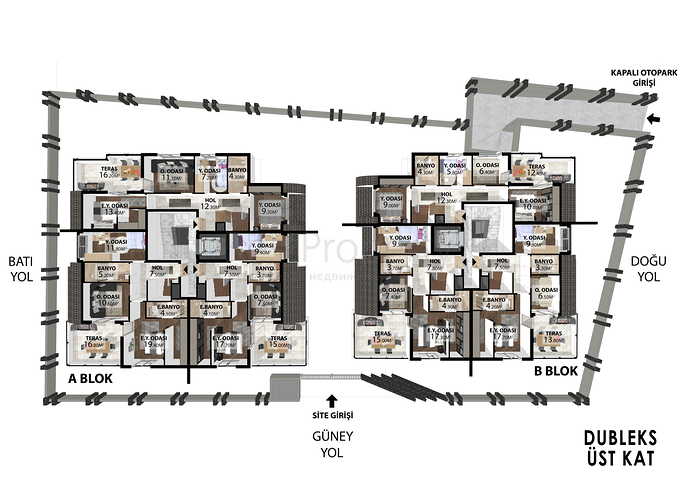 2+1 , 4+1 and 5+1 duplex apartments in Antalya city center 