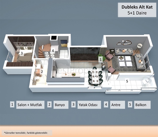 2+1 , 4+1 and 5+1 duplex apartments in Antalya city center 
