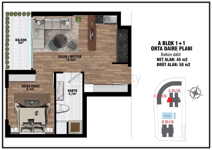 Investment project in Altyntas - Antalya microdistrict 