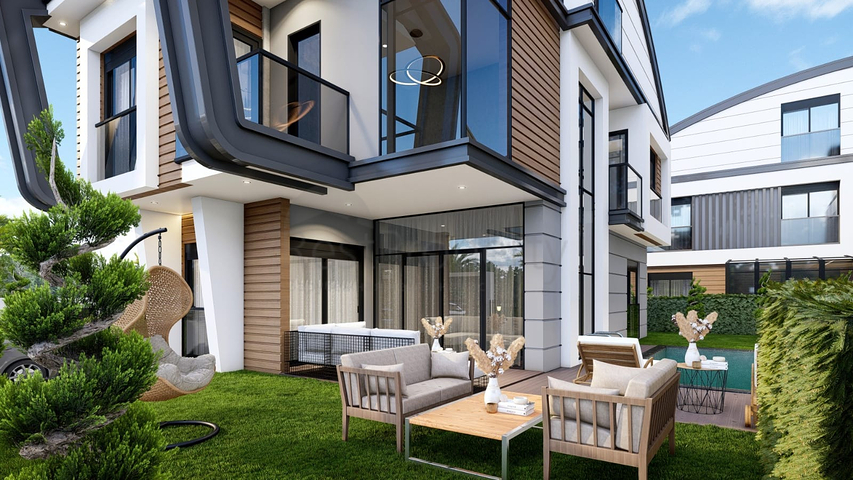 4+2 and 6+2 floor plan villas in Doshemealti - Antalya area 