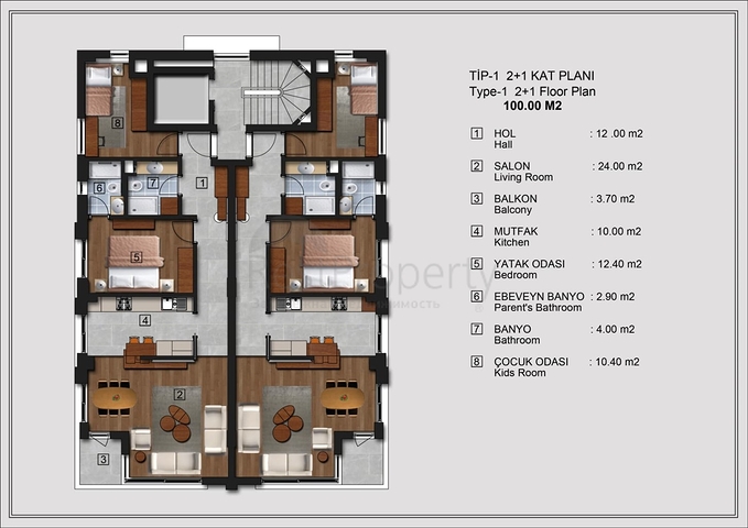 2+1 , 4+1 and 5+1 apartments in Antalya city center 
