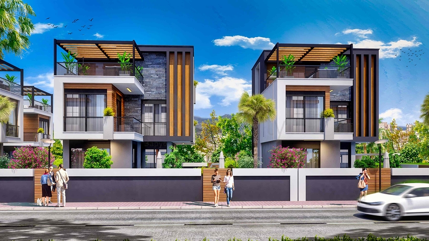 Villas in the complex , 4+1 layout in the area of Doshemealti - Antalya 