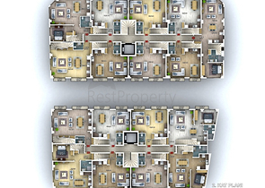 The apartment layout 1+1,2+1,3+1,4+1 in the Fethiye area 