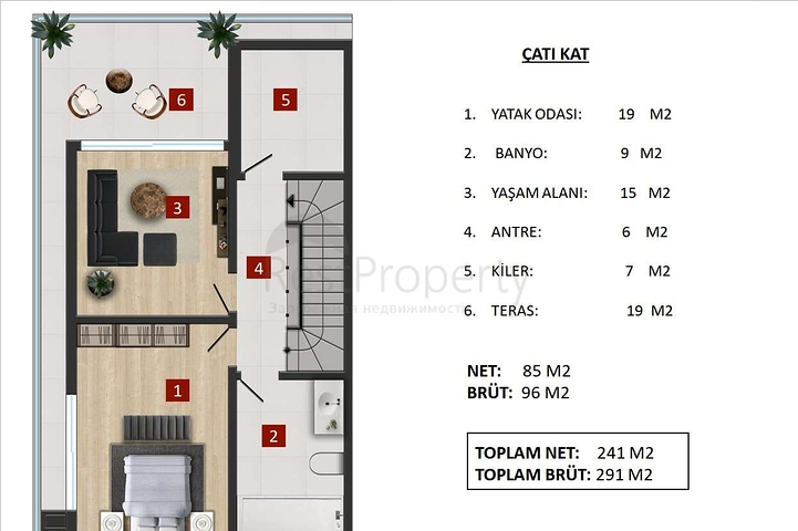 Spacious 5+1 villa in the Mall of Yusuf Antalya 