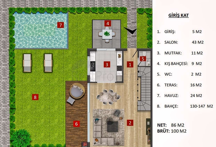 Spacious 5+1 villa in the Mall of Yusuf Antalya 