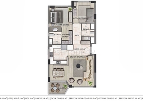 2+1 , 3+1 and 4+1 duplex apartments in the area of Lara Antalya 