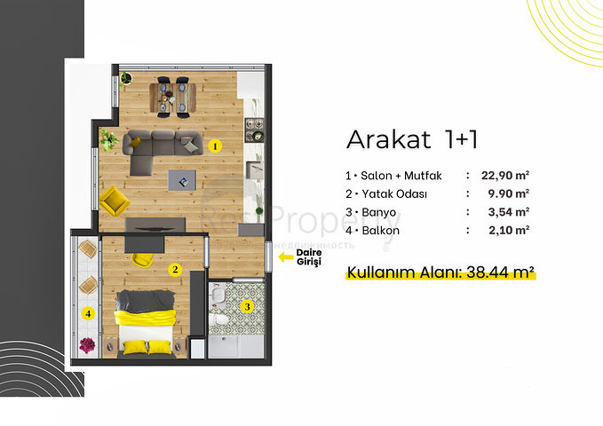 1+1 apartments in Guzeloba - Antalya area