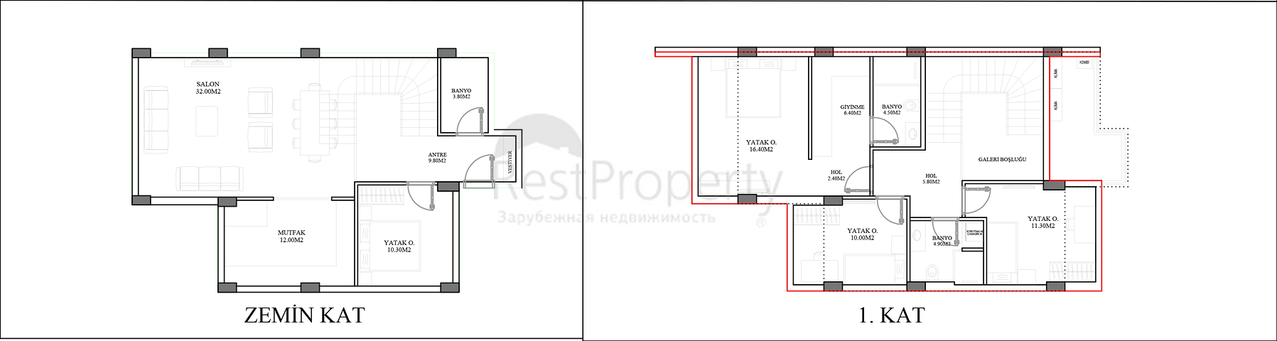 Investment project of a 4+1 villa in the Altyntas - Antalya area 