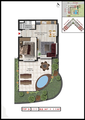 Investment project in Altyntas - Antalya microdistrict