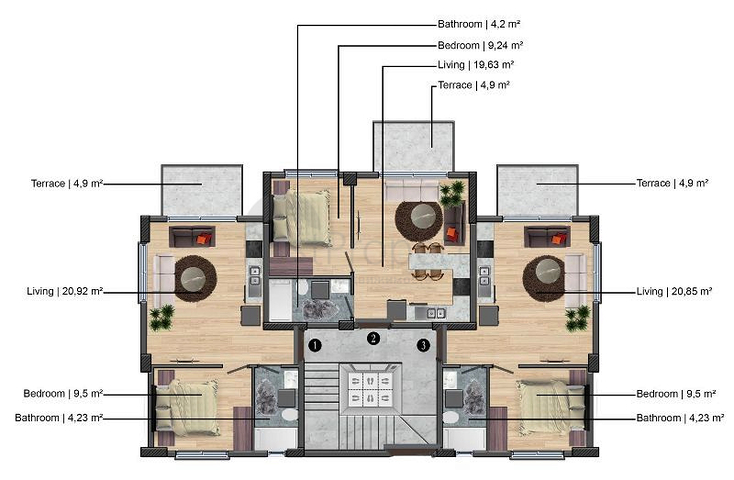 1+1 apartment in Fethiye area 