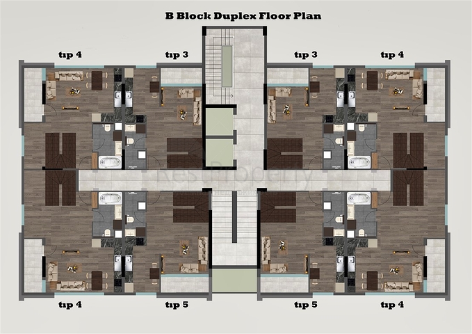 2+1 duplex apartments in the Persimmon - Antalya neighborhood 2+1 duplex apartments in the Persimmon - Antalya neighborhood