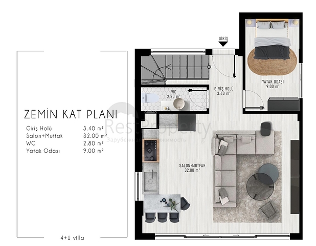 4+1 apartment in Altyntas - Antalya area 