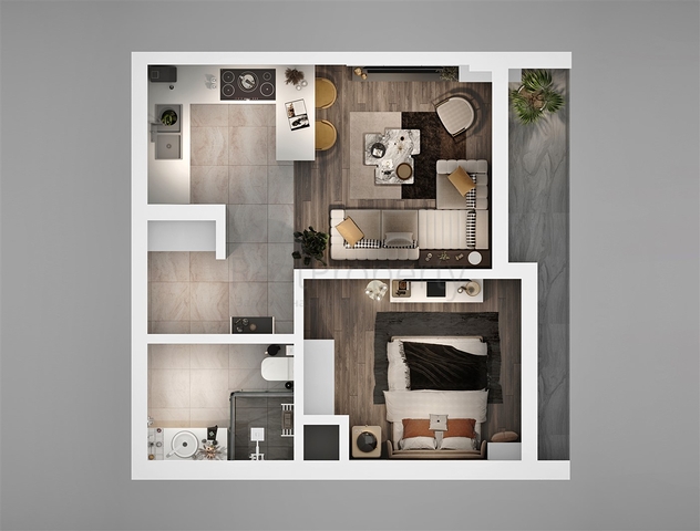 Apartment of 1+1 layout in Altyntas - Antalya area 