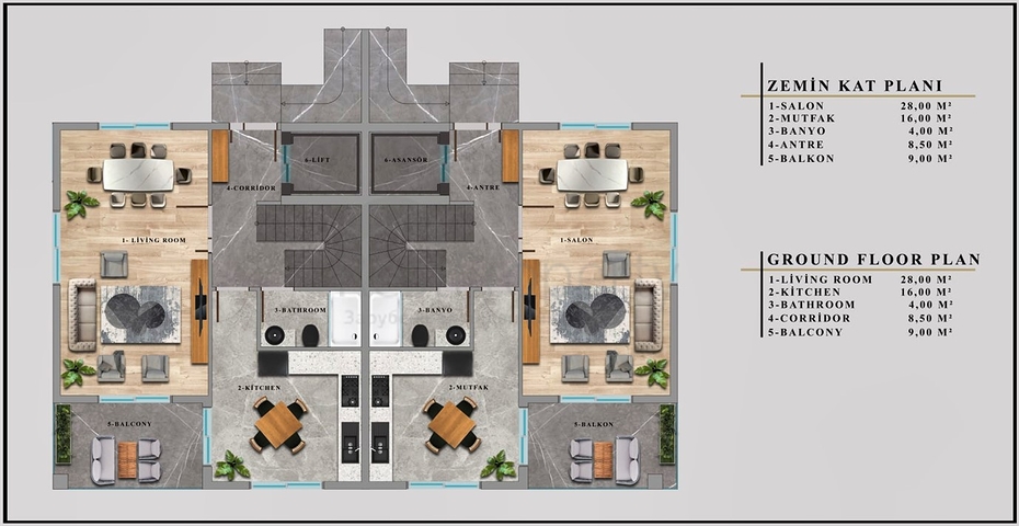 4+1 villas in Doshemealti - Antalya area 