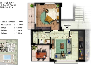1+1 and 3+1 duplex apartments in Kemer - Antalya area 