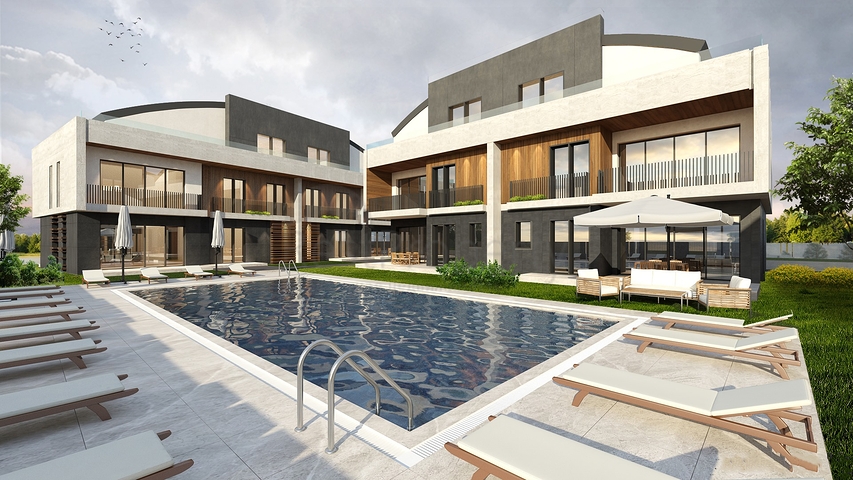 Villas at the final stage of construction in the Konyaalti area