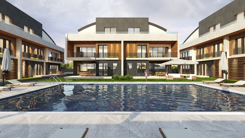 Villas at the final stage of construction in the Konyaalti area