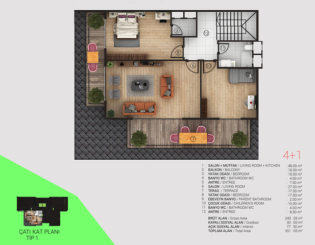 Do not Miss ! Best Deal - Family Apartments in Tosmur / Alanya 