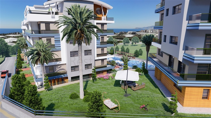 Installment plans - sea view -Luxury complex - In Kargicak / Alanya 