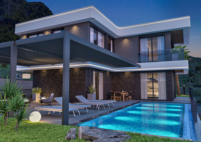 Luxury villas for sale in Alanya -sea view -Under construction -in Kargicak / Alanya 