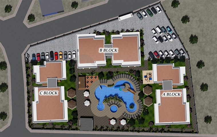 A residential complex under construction in the European district of Oba