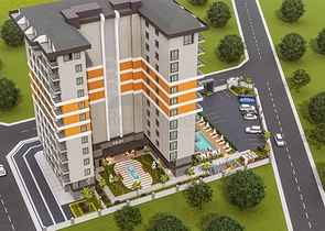 A complex under construction in the Mahmutlar area