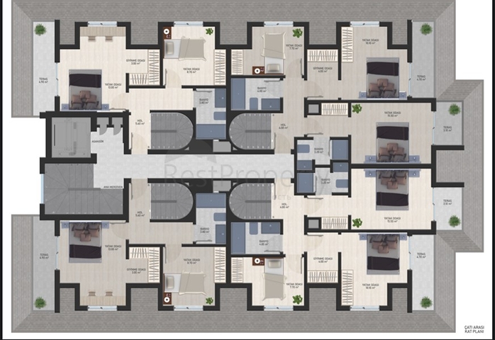 Boutique complex in Mahmutlar, 800 m from the sea 