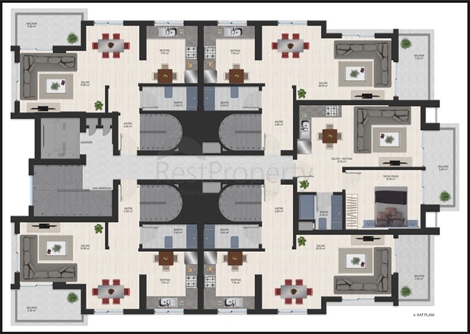 Boutique complex in Mahmutlar, 800 m from the sea 